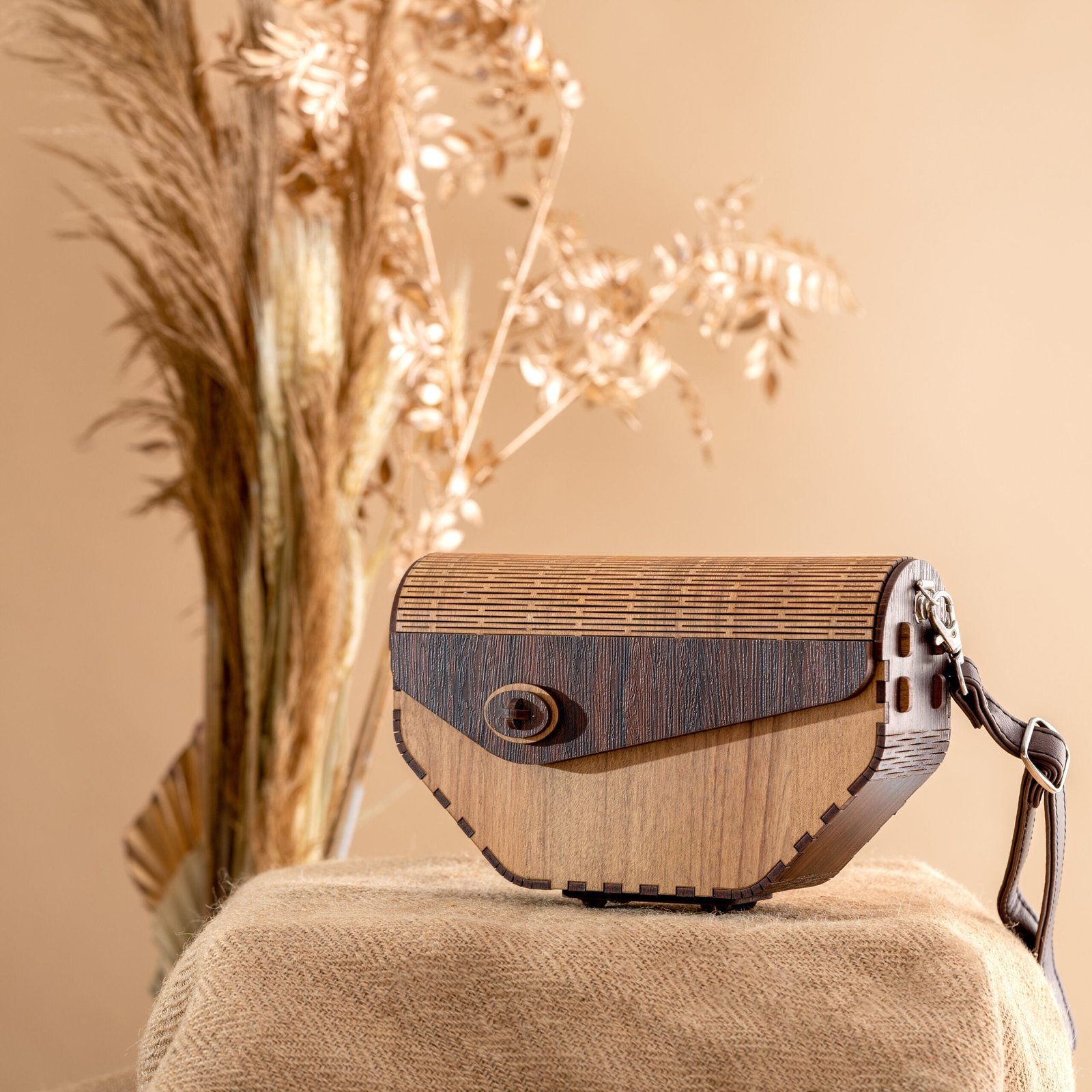 wooden hand bag